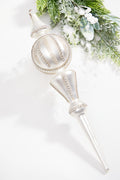 16" Pearl with Rhinestones Glass Finial Ornament