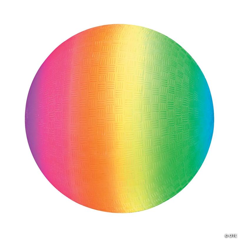 8 1/2" Inflatable Bright Rainbow Playground Rubber Balls - 6 Pc.