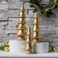 8" – 12 1/4" Gold Foil Christmas Tree Wooden Tabletop Centerpieces – 3 Pc.