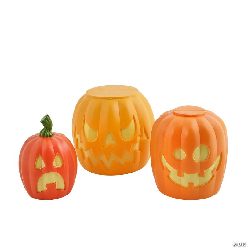 8" – 8 1/2" Halloween Stackable Nesting Jack-O’-Lanterns Set - 3 Pc.