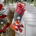 8" x 18" Multicolor Snowflake Fox Woolen Felt Christmas Stocking