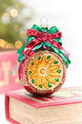 5" Reflector Ball with Bow Glass Ornament