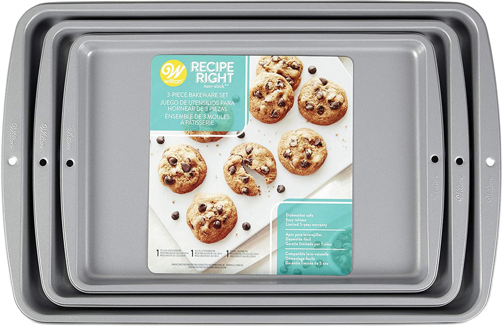 Wilton Recipe Right Non-Stick Cookie Sheet Set, 3-Piece
