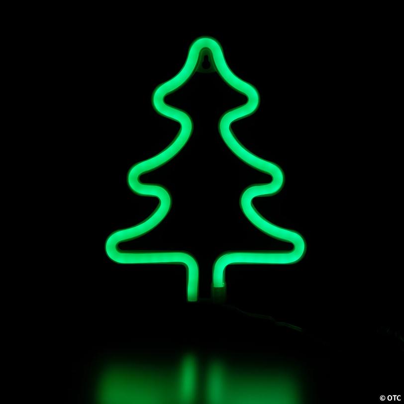 9.5" Green Christmas Tree LED Neon Style Window Silhouette