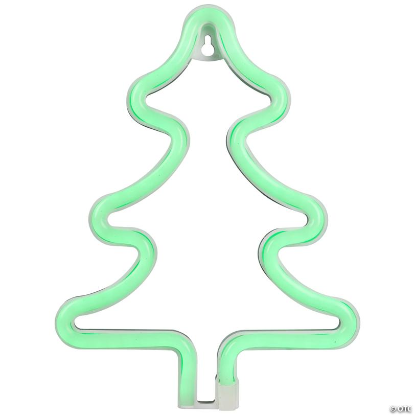 9.5" Green Christmas Tree LED Neon Style Window Silhouette