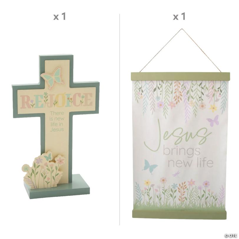 9 1/2" – 22" Religious Enchanted Garden Wall & Tabletop Home Decorating Kit – 2 Pc.