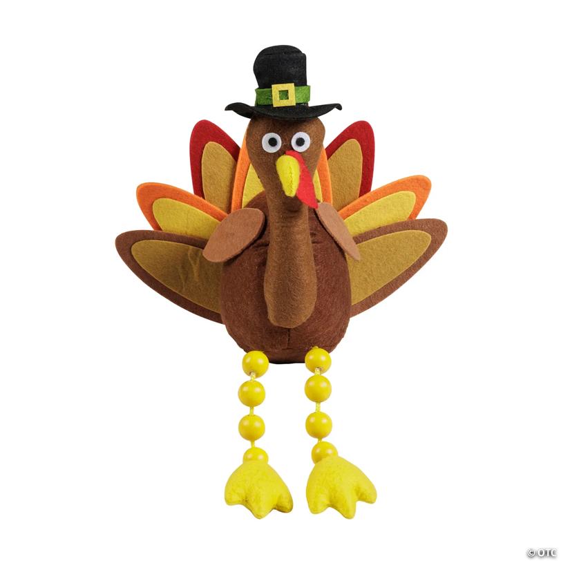 9 1/4" x 13" Dangle-Leg Thanksgiving Turkey Tabletop Decoration