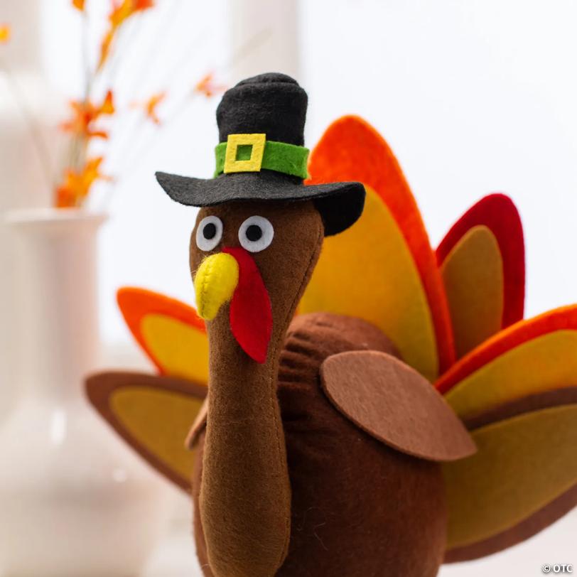 9 1/4" x 13" Dangle-Leg Thanksgiving Turkey Tabletop Decoration