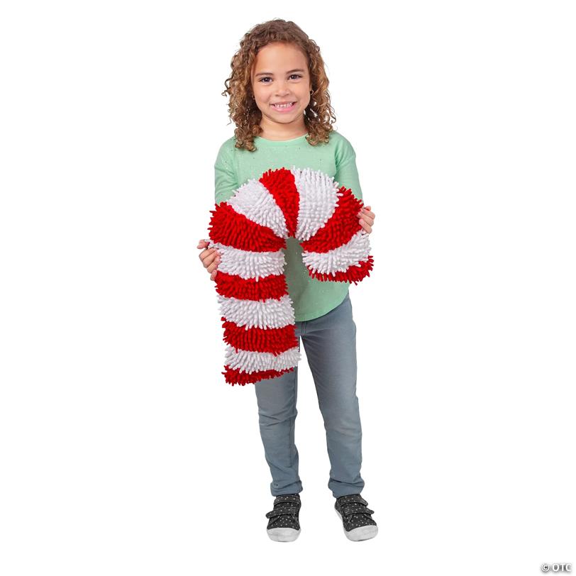 9 3/4" x 16" Red & White Striped Candy Cane Chenille Pillow