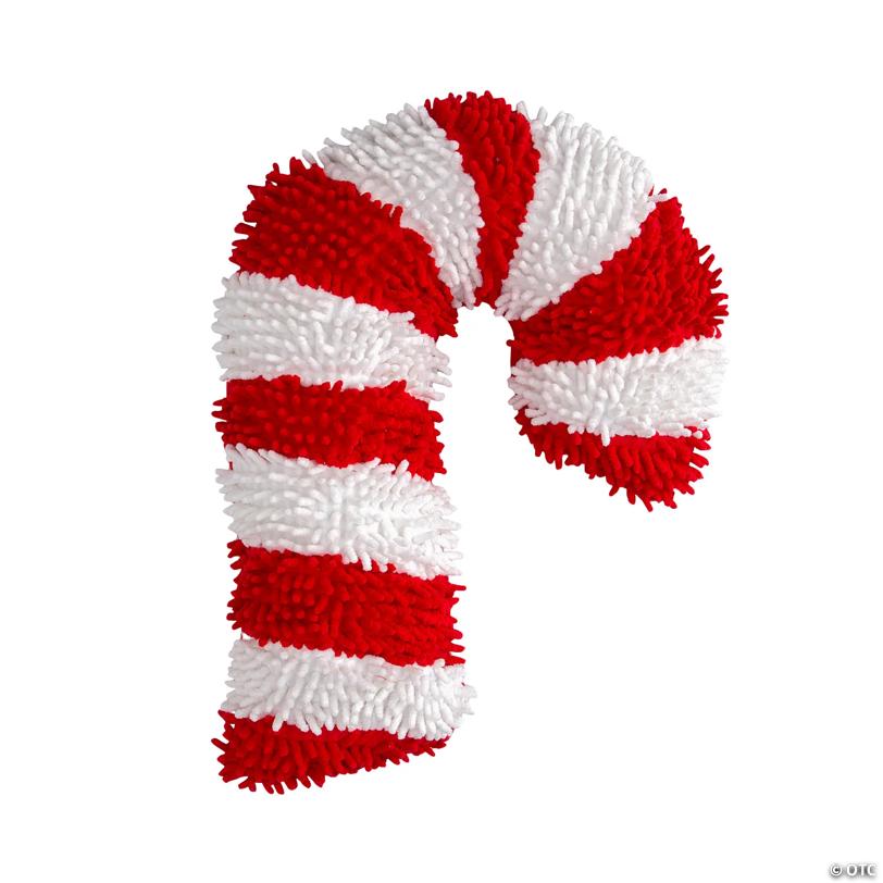 9 3/4" x 16" Red & White Striped Candy Cane Chenille Pillow