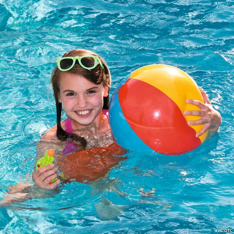 9" Classic Bright Color Medium Inflatable Vinyl Beach Balls - 12 Pc.