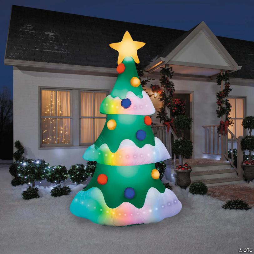 9 Ft. Airblown® Inflatable Rainbow Wave Lightshow Christmas Tree Outdoor Yard Decoration