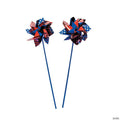 9" Jumbo Patriotic American Flag Metallic Foil Pinwheels - 12 Pc.