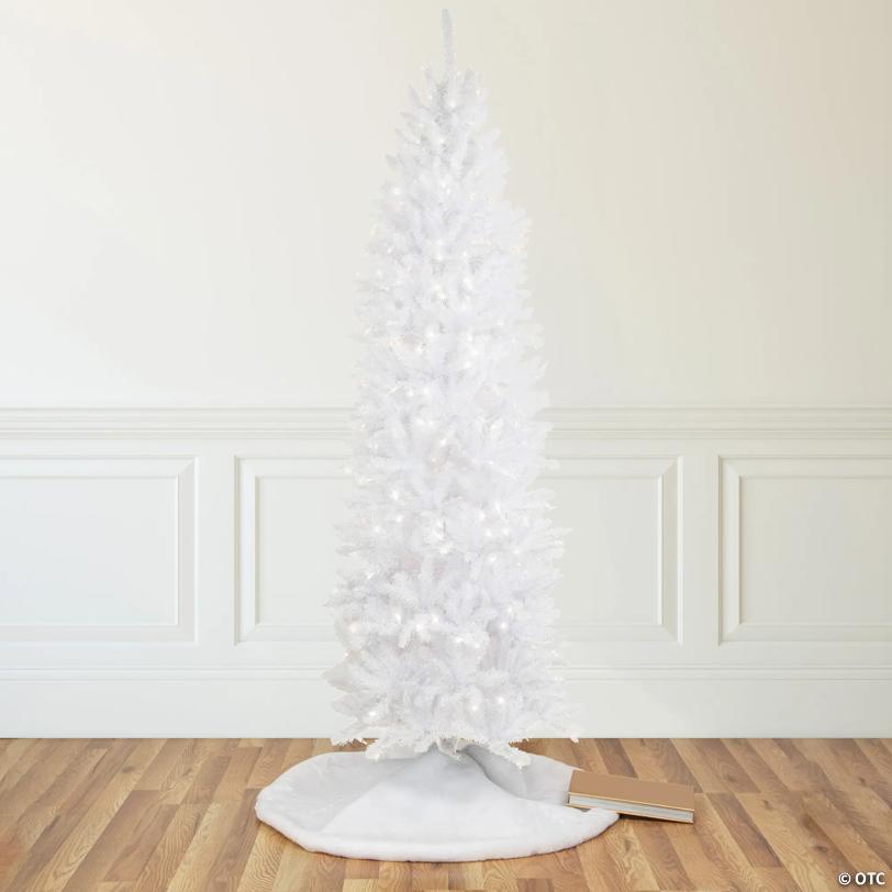 9' Pre-Lit Rapids White Pine Pencil Artificial Christmas Tree  Clear Lights