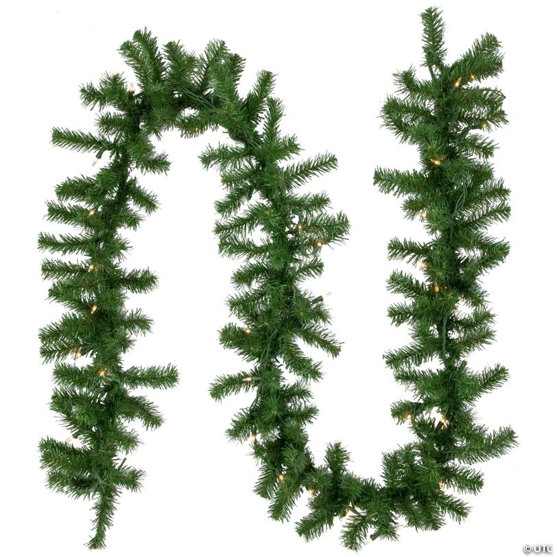 9' Proper 10" Pre-Lit Dorchester Pine Artificial Christmas Garland  Clear Lights