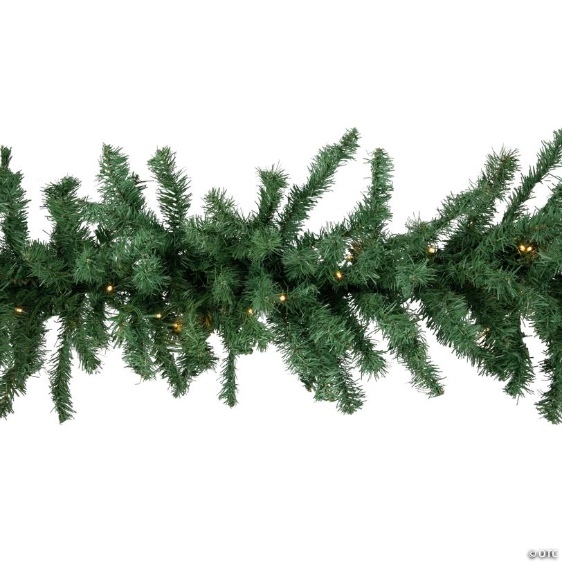 9' Proper 20" Pre-Lit Green Artificial Pine Christmas Garland  Warm White LED Lights