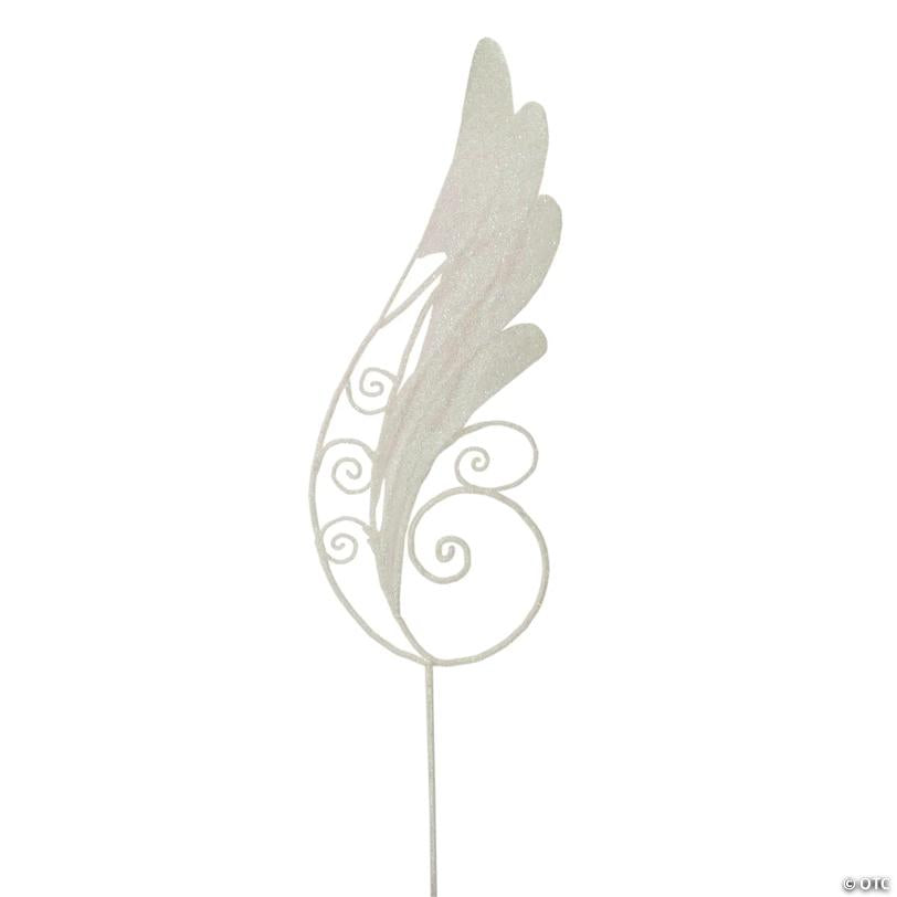 Allstate 38.5" White Iridescent Glitter Angel Wing Artificial Christmas Craft Pick