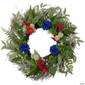 Americana Mixed Floral Patriotic Wreath  24-Inch  Unlit