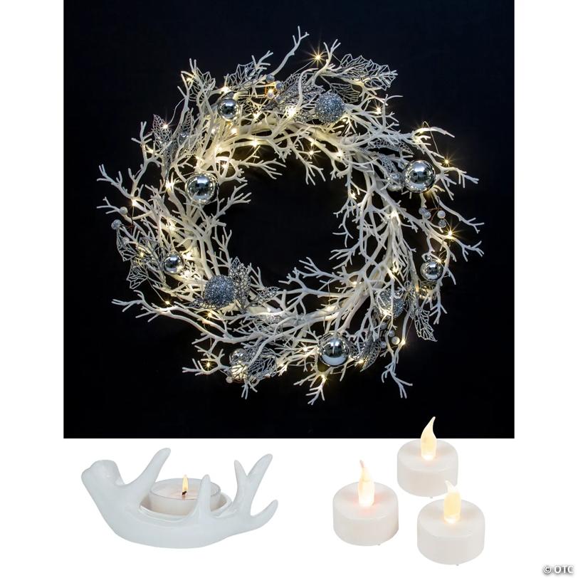 Antler Candle & Wreath Christmas Decorating Kit – 19 Pc.