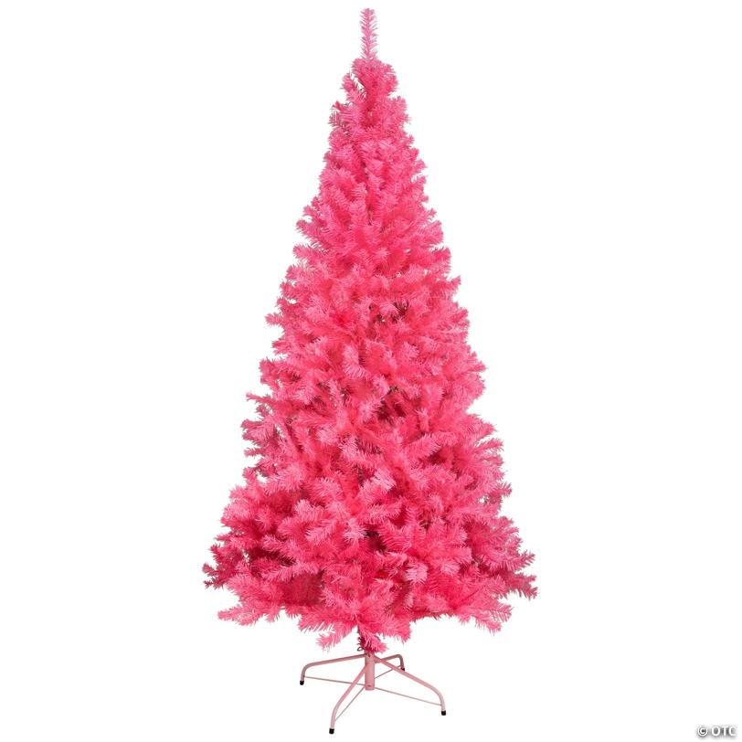Artificial Tinsel Christmas Tree - 7' - Pink - Unlit