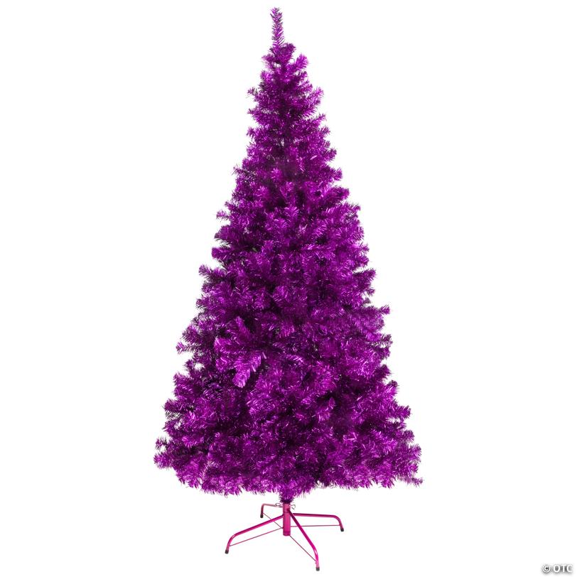Artificial Tinsel Christmas Tree - 7' - Purple - Unlit