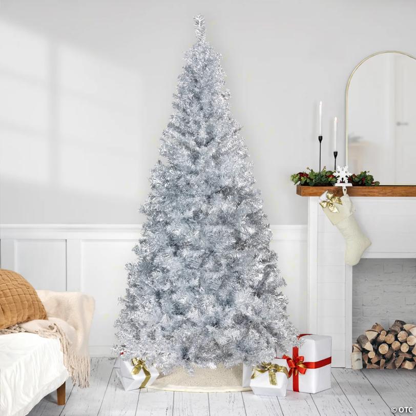 Artificial Tinsel Christmas Tree - 9' - Silver - Unlit