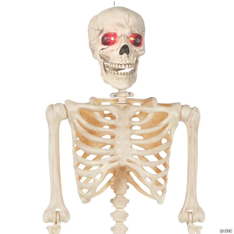 BOO BOX 5' Animated Full Size Halloween Skeleton Decoration, Lightup Eyes and Speaker