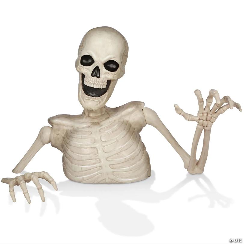 BOO BOX Halloween 48" Groundbreaking Skeleton - Scary Outdoor Halloween Yard Decorations