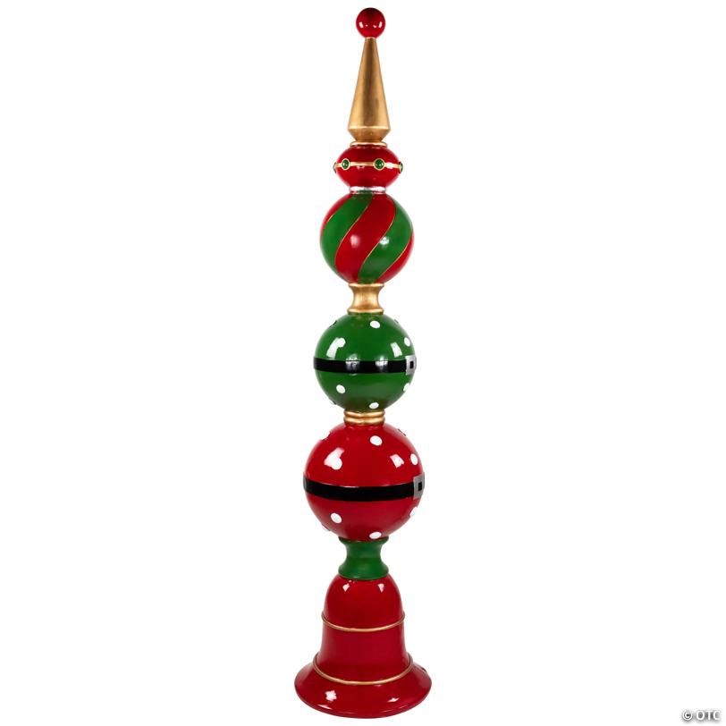 Ball Finial with Bell Base Commercial Size Christmas Decoration - 65" - Red and Green
