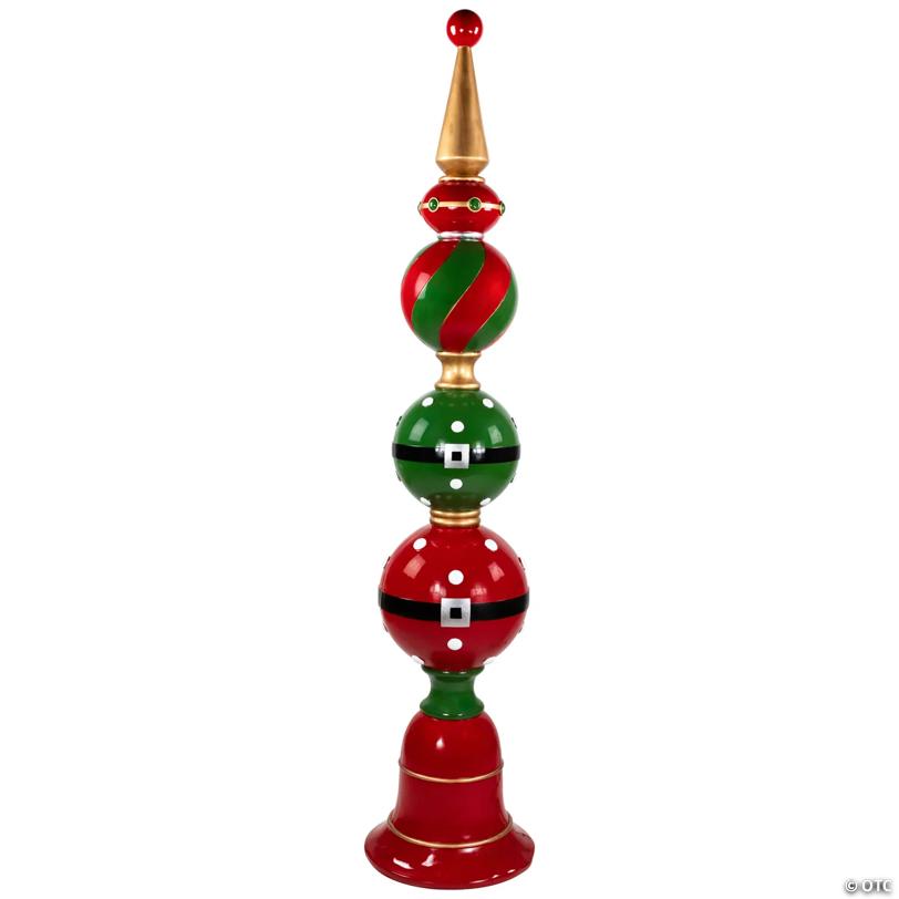 Ball Finial with Bell Base Commercial Size Christmas Decoration - 65" - Red and Green