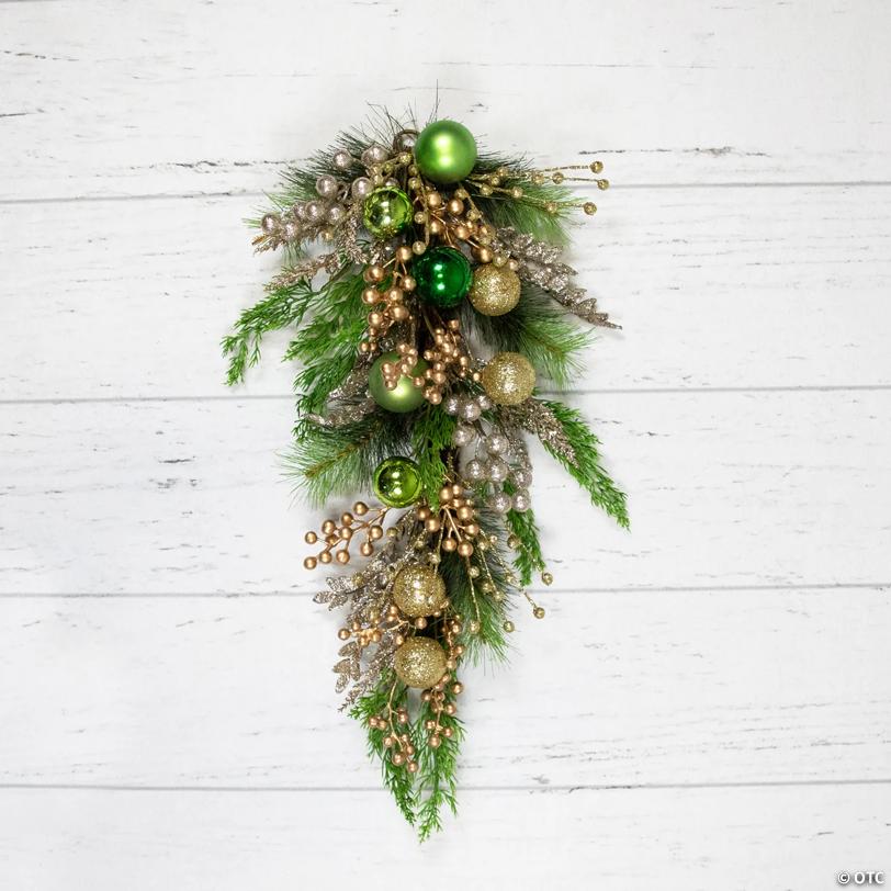 Ball Ornaments and Berries Glittered Artificial Christmas Swag - 25