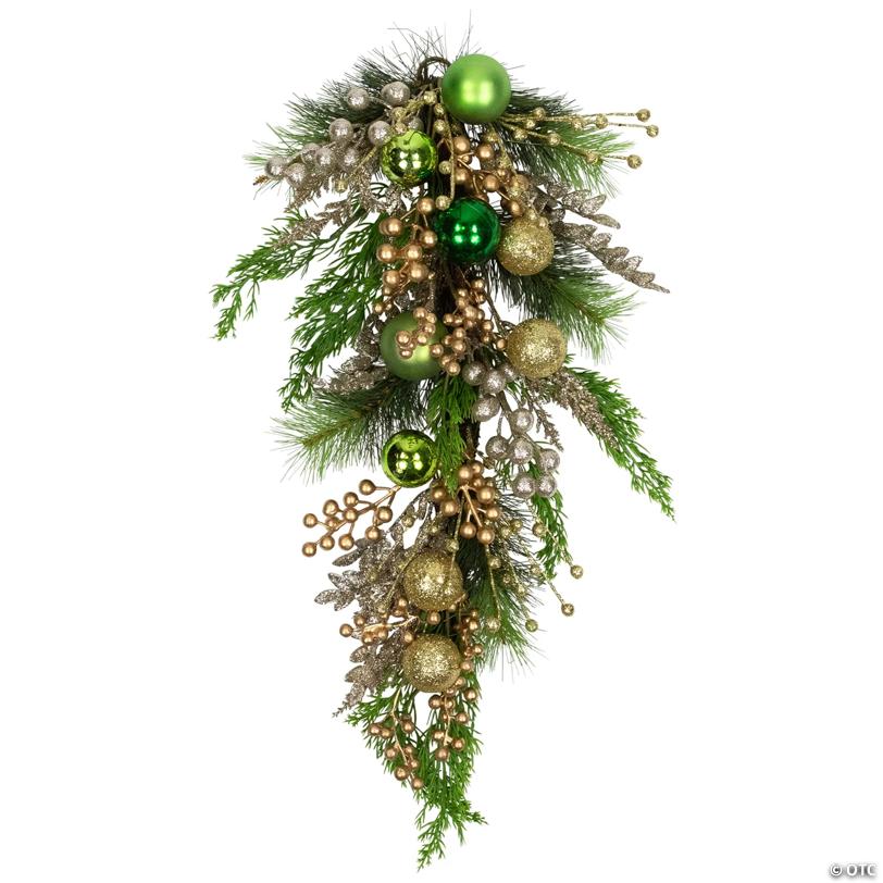 Ball Ornaments and Berries Glittered Artificial Christmas Swag - 25