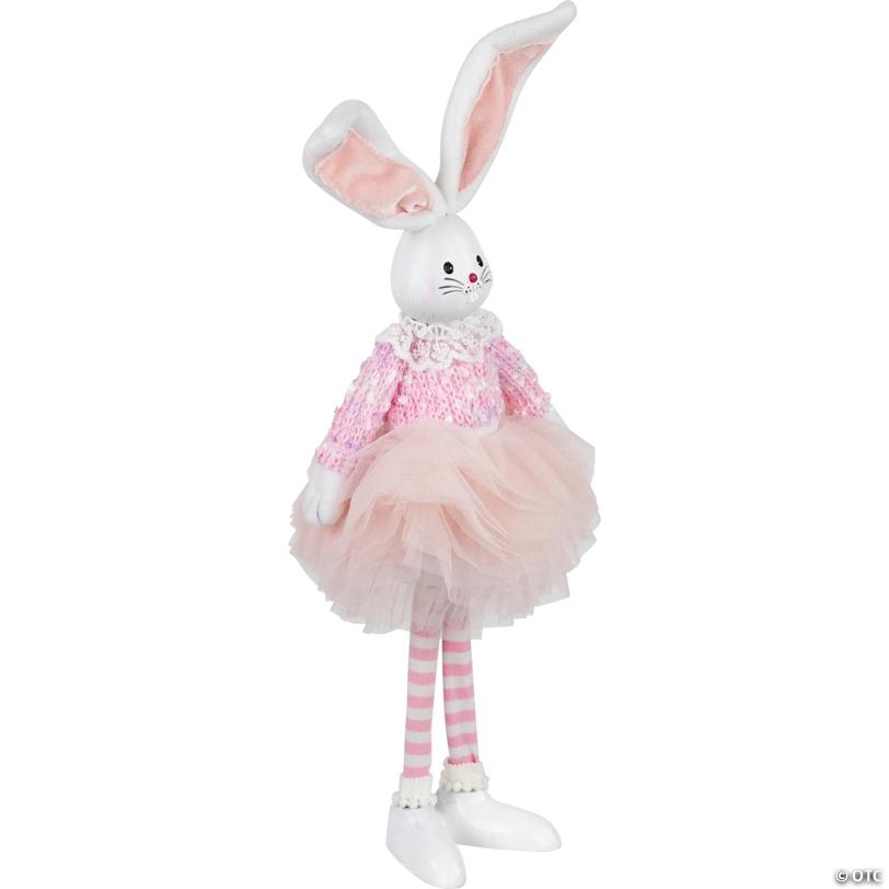 Ballerina Bunny Standing Easter Figure Decoration - 15" - Pink and White