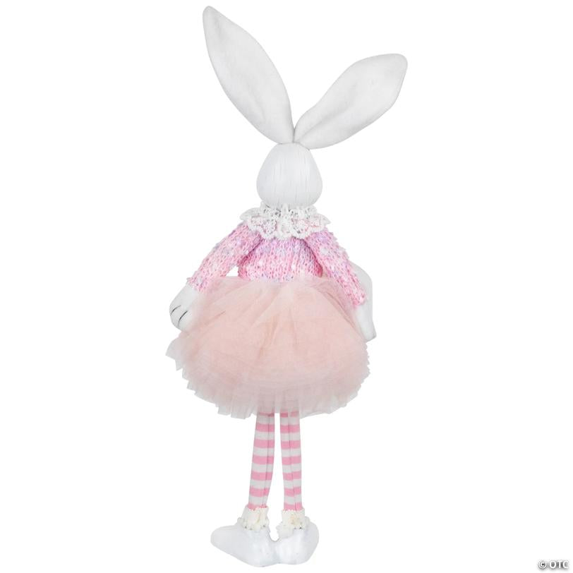 Ballerina Bunny Standing Easter Figure Decoration - 15" - Pink and White