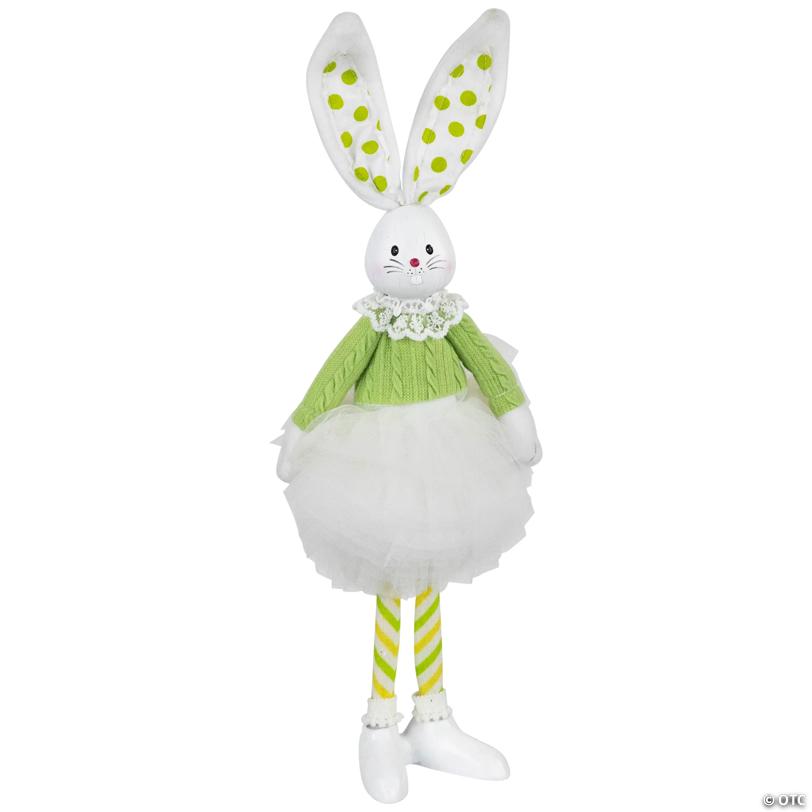 Ballerina Bunny Standing Easter Figure - 15" - Green and White