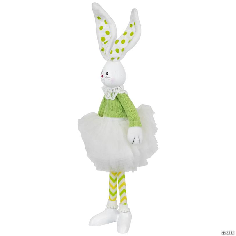 Ballerina Bunny Standing Easter Figure - 15" - Green and White