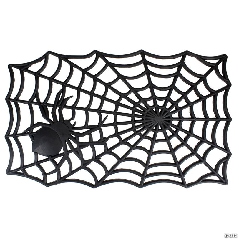 Black Spider Web Rectangular Halloween Doormat 18" x 30