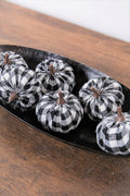 3” Fabric Black Plaid Pumpkin - Set of 6
