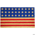 Blue and Red Americana Stars and Stripes Coir Outdoor Doormat 18" x 30