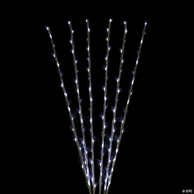 Branch Spray Christmas Pathway Marker - Pure White LED Lights - 8' White Wire
