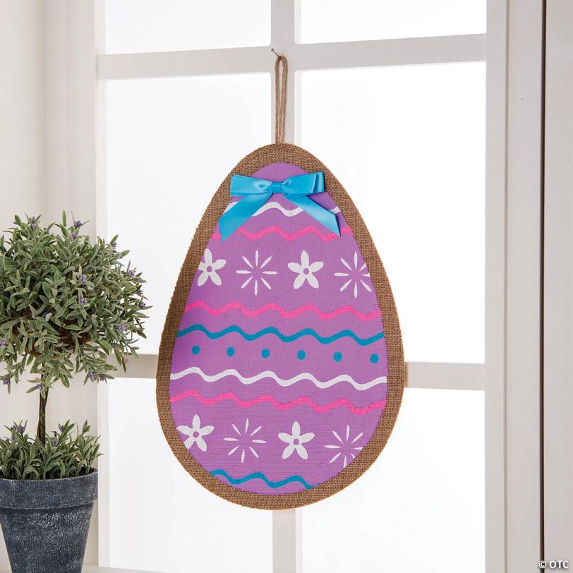 Bright Easter Egg Burlap Door Sign