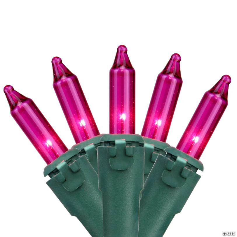 Brite Star 100ct Pink Mini Christmas Lights - 34ft  Green Wire