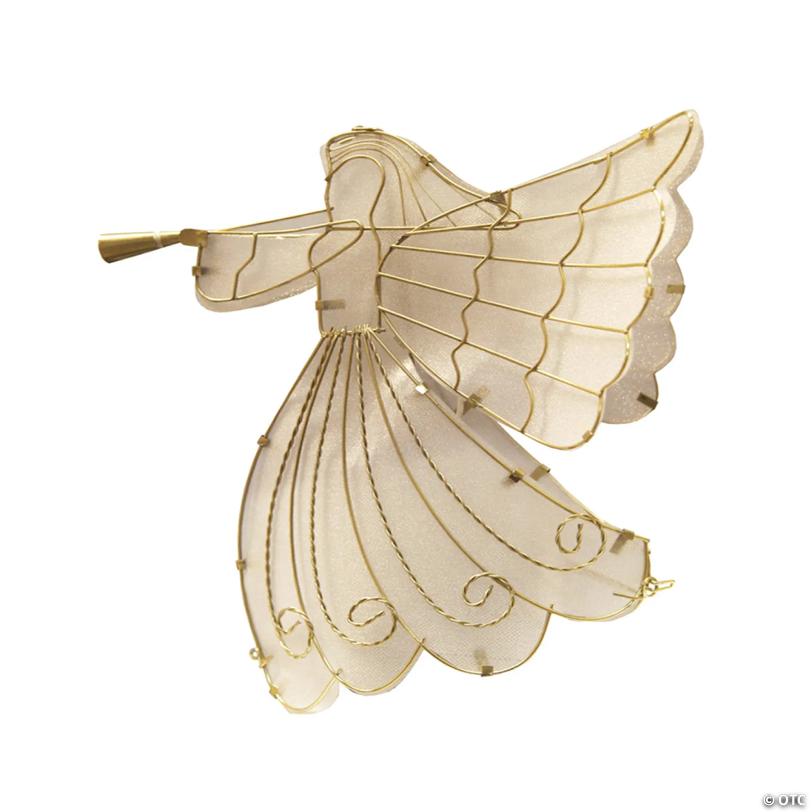 Brite Star 11" LED Lighted Gold Shimmer Angel Christmas Tree Topper - Warm Clear Lights