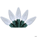 Brite Star 35 Battery Operated White Faceted LED C6 Christmas Lights - 11 ft Green Wire