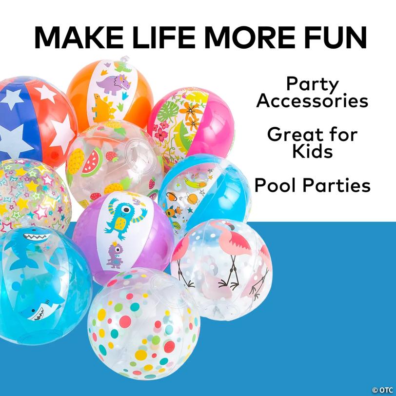 Bulk 100 Pc. Mini Inflatable 5" Mega Plastic Beach Ball Assortment