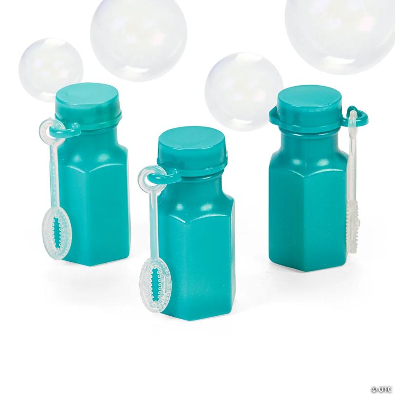 Bulk 40 Pc. Mini Hexagon Teal Bubble Bottles