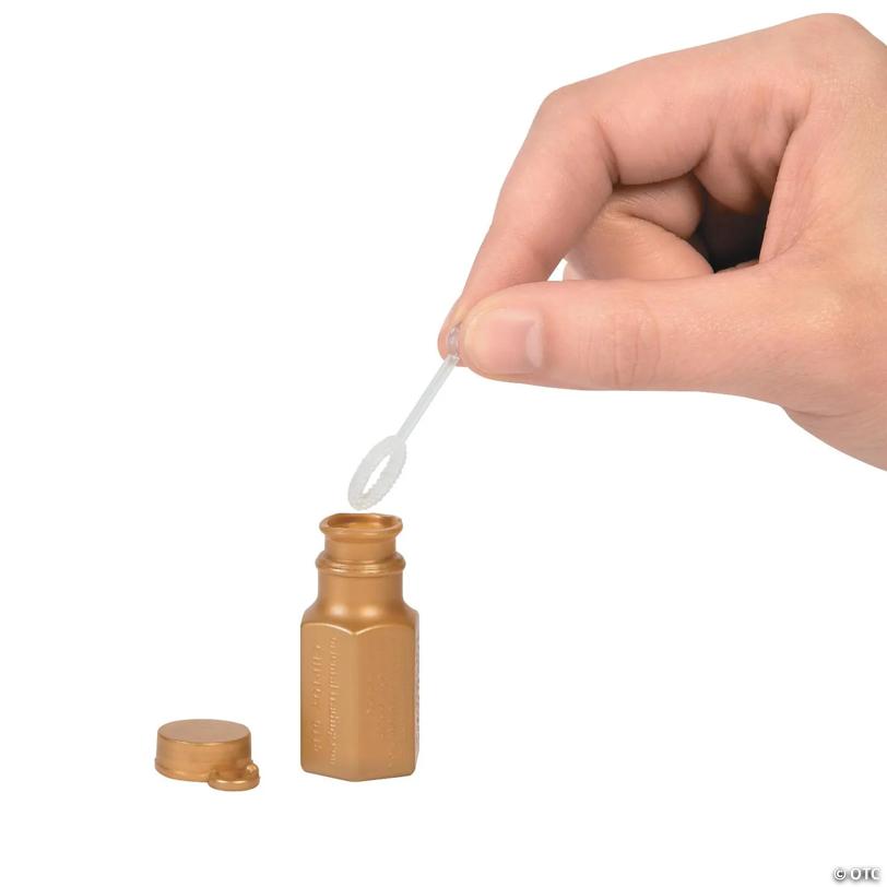 Bulk 48 Pc. Custom Photo Mini Gold Bubble Bottles