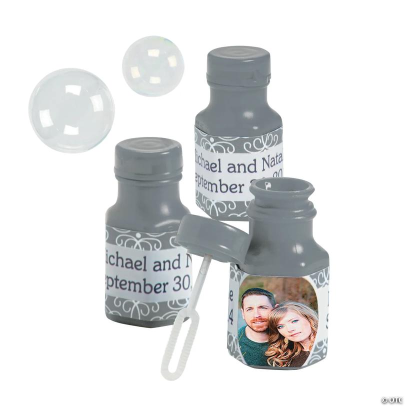 Bulk 48 Pc. Custom Photo Mini Silver Bubble Bottles