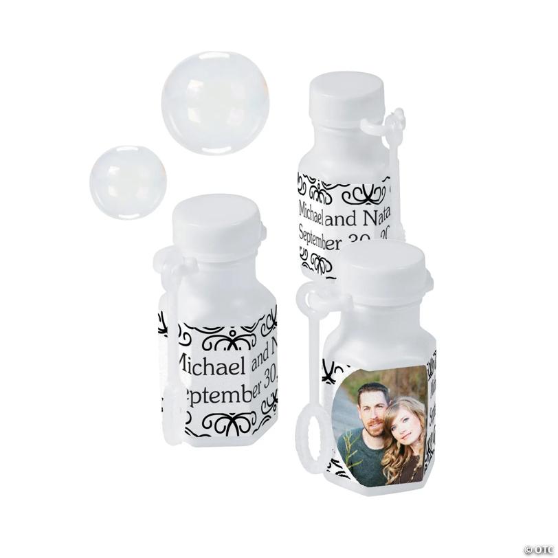 Bulk 48 Pc. Custom Photo Mini White Bubble Bottles