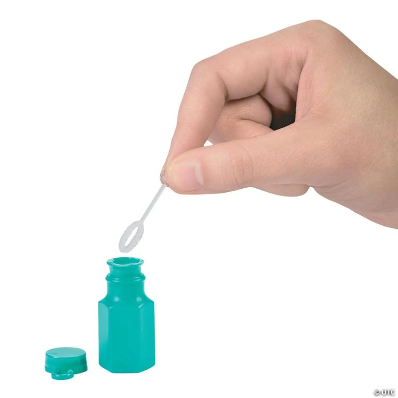 Bulk 40 Pc. Mini Hexagon Teal Bubble Bottles